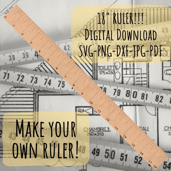 18 Ruler SVG Laser Glowforge PDF Vector Engraving Cutting Eighteen Inch  Ruler 