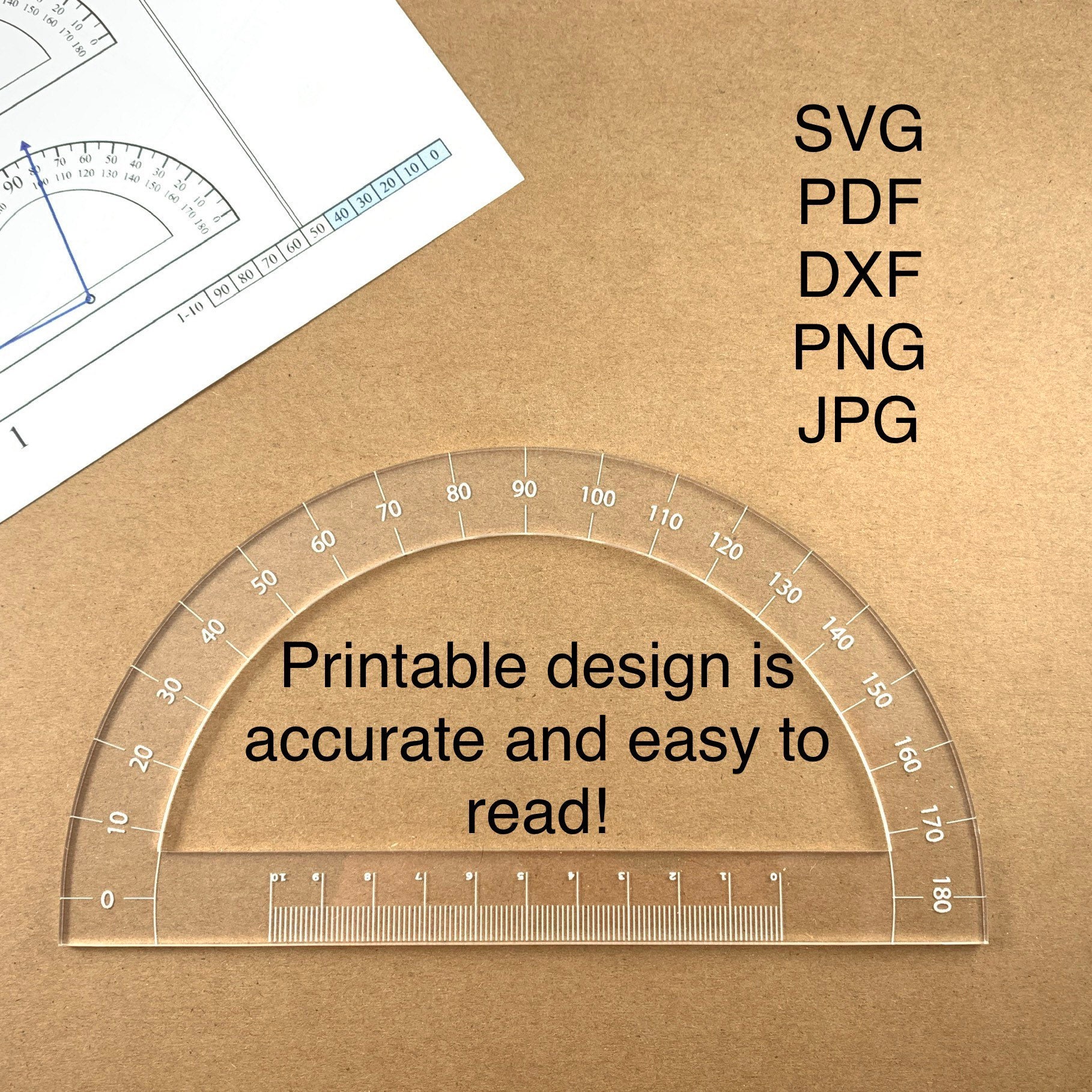 Protraktor Lineal SVG Laser PDF Vektor Gravur Schneiden 10cm