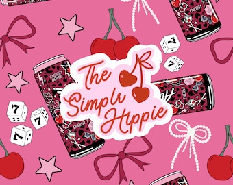Cherry Bomb Seamless Pattern, Cherry Print, Valentines Day (digital download)