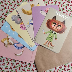 Set of 6 Doggies postcards
