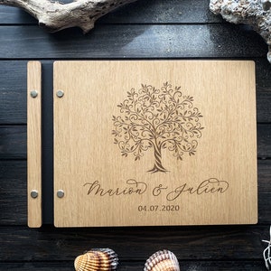 Wedding Guestbook, Personalized Wedding Guestbook, Wooden Wedding Guestbook, Photo Album, Engraved Guestbook Wedding Gift 07 image 1