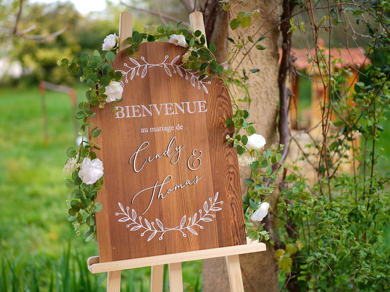 Plaque de Porte en Bois Bienvenue imprimé façon Polychrome à Obernai