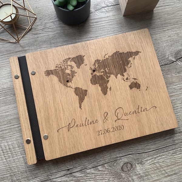 Wedding guest book, personalized wedding guest book, wooden wedding guest book, photo album, engraved wedding gift guest book - 02