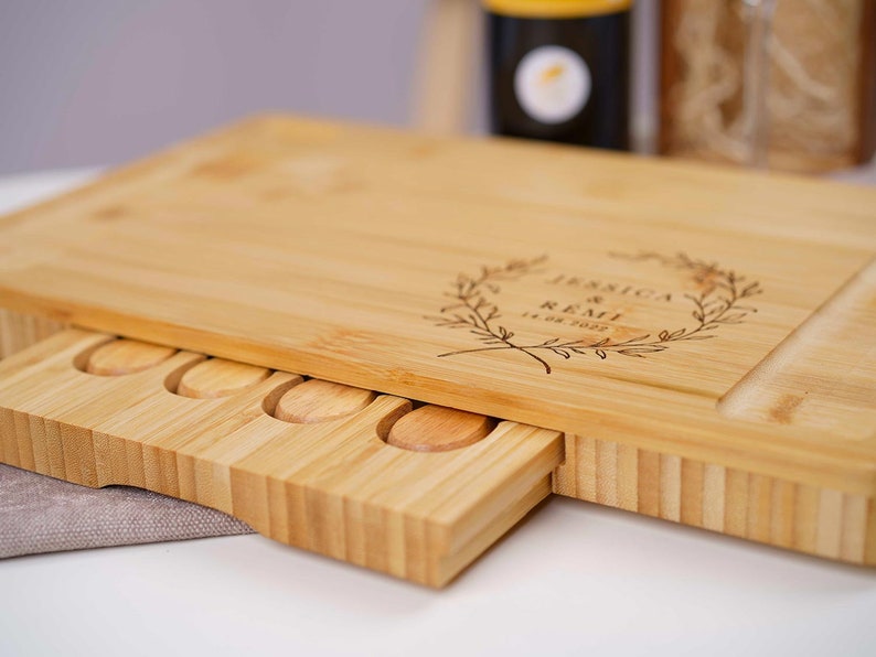 Bamboo cheese board, Personalized cheese platter, Wedding gift, Engagement gift, Bamboo board, Wedding cheese platter image 6