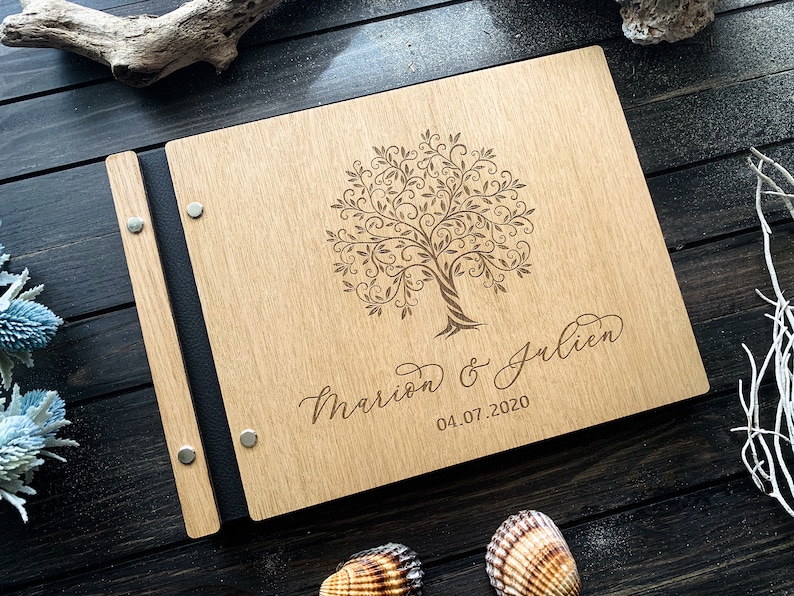 Wedding Guestbook, Personalized Wedding Guestbook, Wooden Wedding Guestbook, Photo Album, Engraved Guestbook Wedding Gift 07 image 2