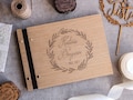 Wedding guest book, personalized wedding guest book, wooden wedding guest book, photo album, engraved wedding gift guest book - 01 product logo