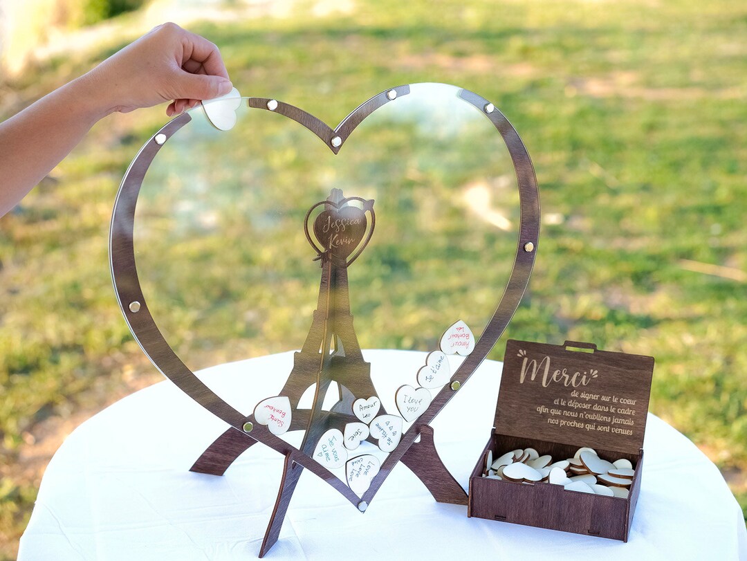 Livre D'or Mariage Original Livre D Or Mariage Cœur En Bois - Livre D'or Anniversaire Sur Socle 80 Coeur En Bois Mariage