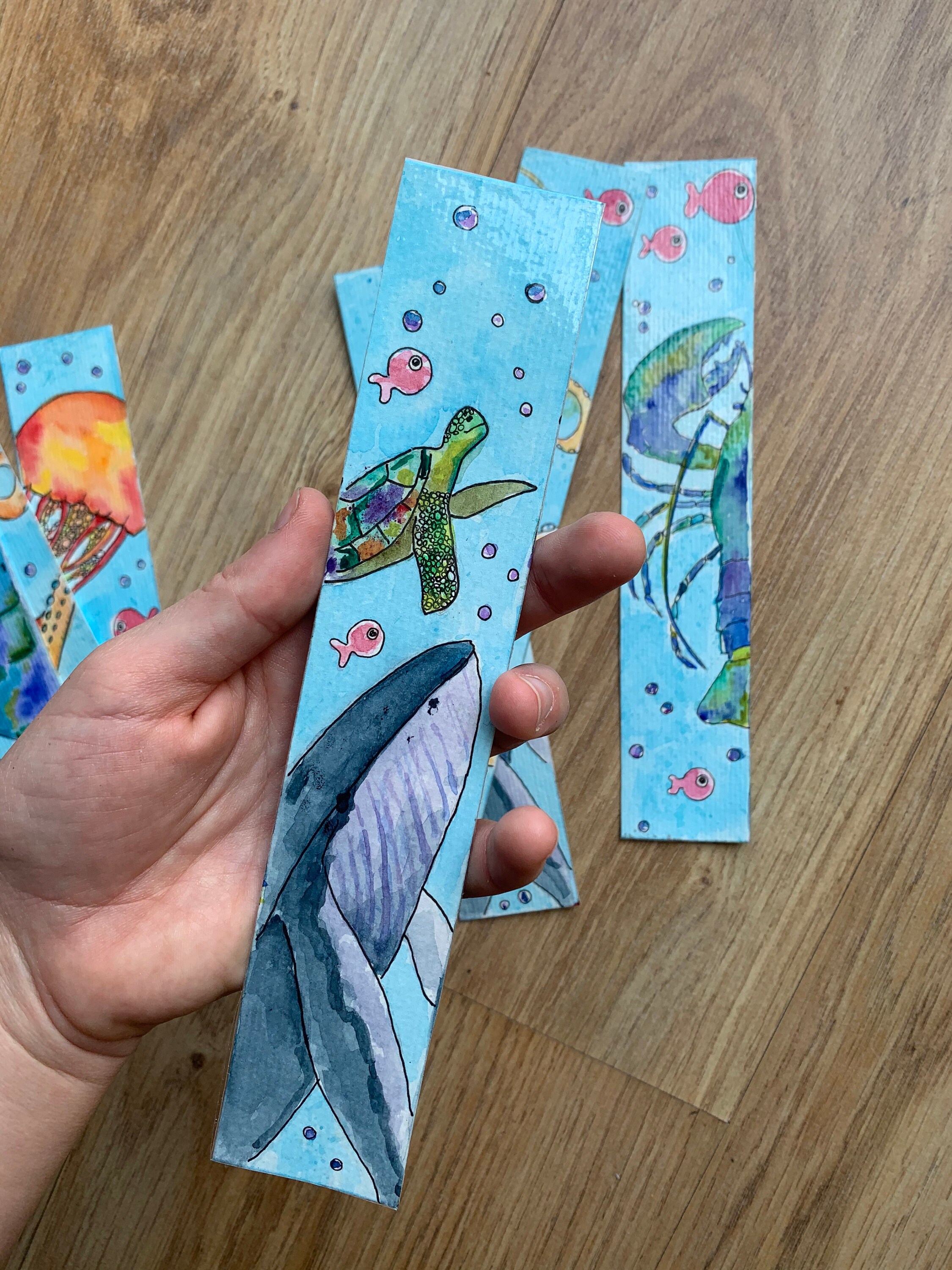 Marine biology gift HANDMADE watercolour laminated bookmarks Etsy