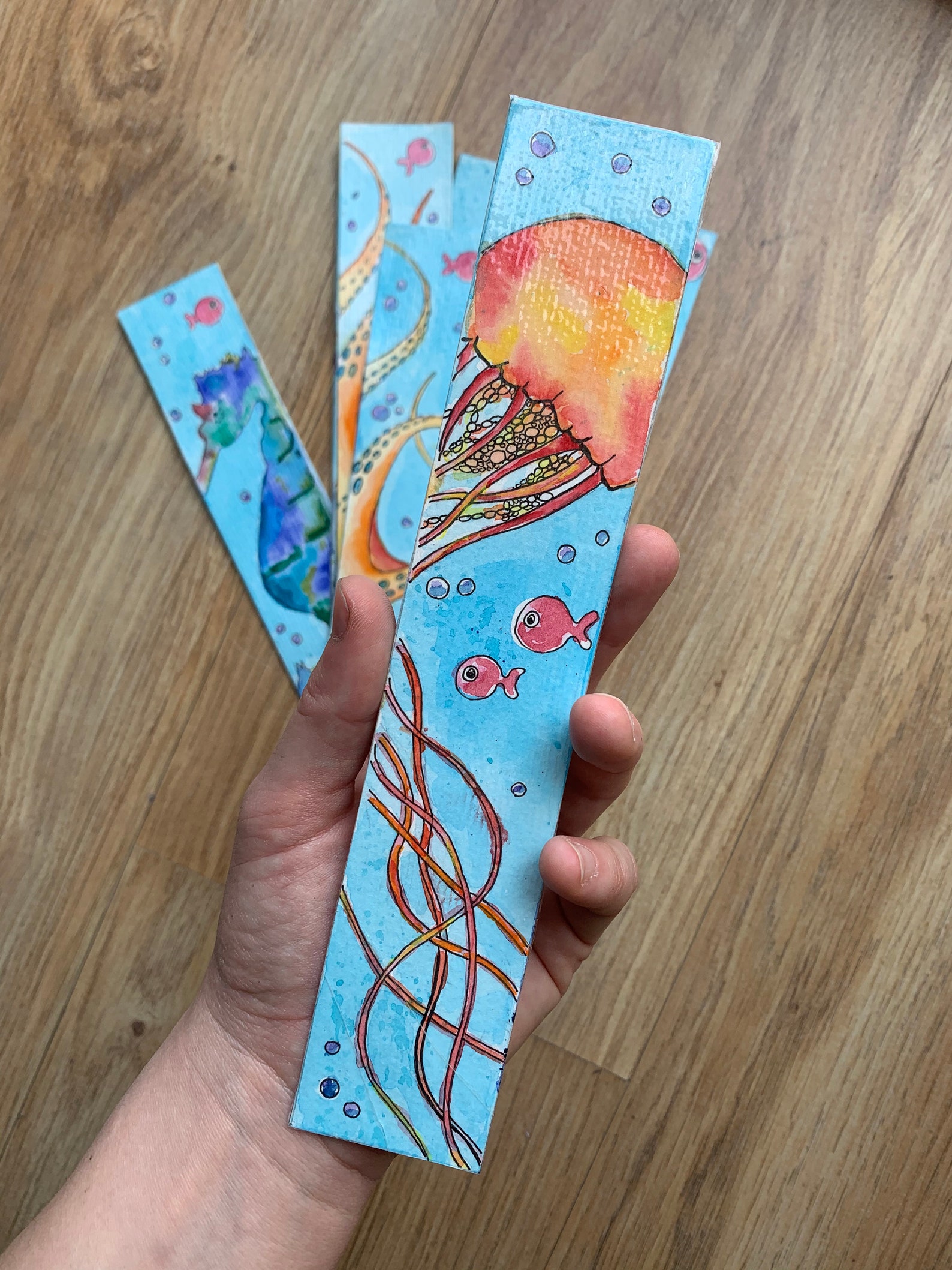 Marine biology gift HANDMADE watercolour laminated bookmarks Etsy
