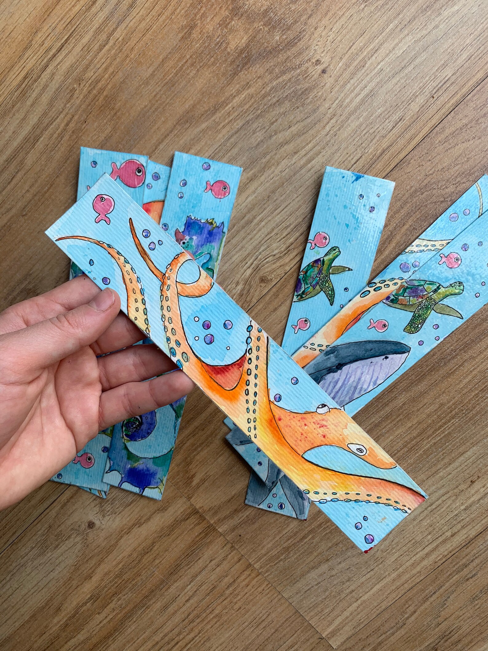 Marine biology gift HANDMADE watercolour laminated bookmarks Etsy