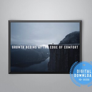 Growth Begins at the Edge of Comfort Druckbare Kunst, Motivierende Zitat Druck, Wandkunst, Motivationskunst, *Sofortiger Download*