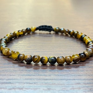 Men‘s Women’s Tiger eye bracelet (adjustable) 4mm tiger eye bracelet, unisex