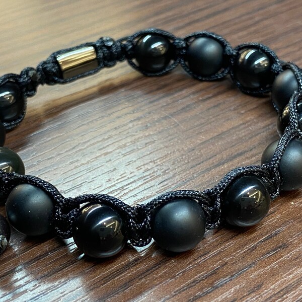 Men’s Black Onyx with Black Obsidian bracelet , Black Onyx with Hematite stone bracelet, Protection bracelet, Block negativity