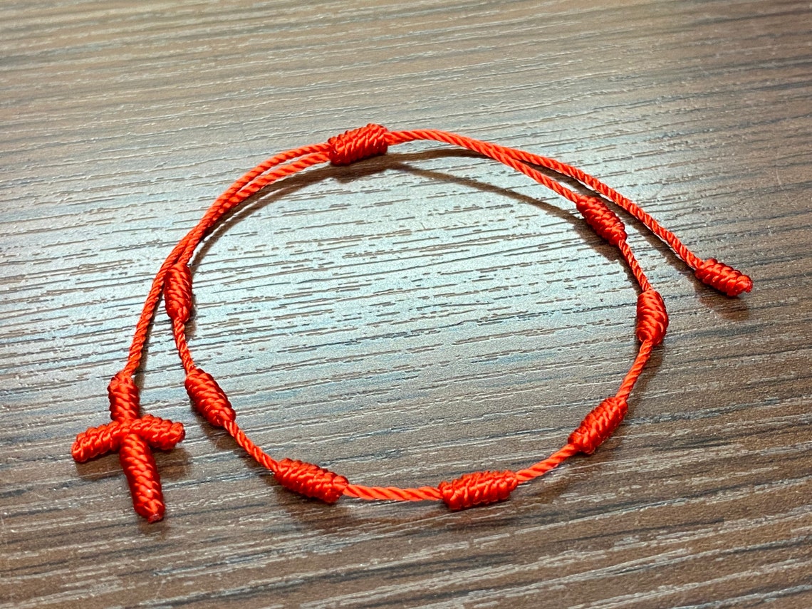 7 Knots Cross Rosare Red String Bracelet for Women Girls Men Etsy