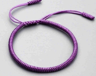 Friendship Purple cord 2 Silver spiral Beads @ ea WSilver Square WCZ in Cntr. Bracelet end