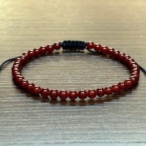 Men‘s Women’s Red Jasper , Carnelian, Tiger eye bracelet (adjustable) 4mm tiger eye bracelet, unisex