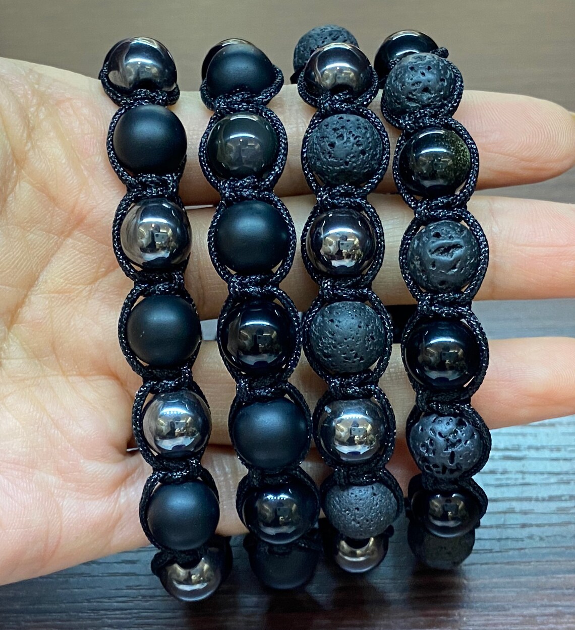 Mens Black Onyx with Black Obsidian bracelet Black Onyx Etsy