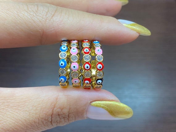 Buy Colorful Evil Eye Ring Gold Ring Dainty Ring Rhinestone