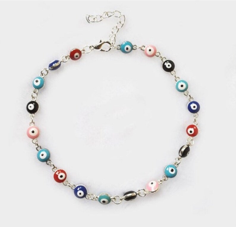 Evil eye bracelet Multicolor Evil Eye Bracelet Tiny evil eye Etsy