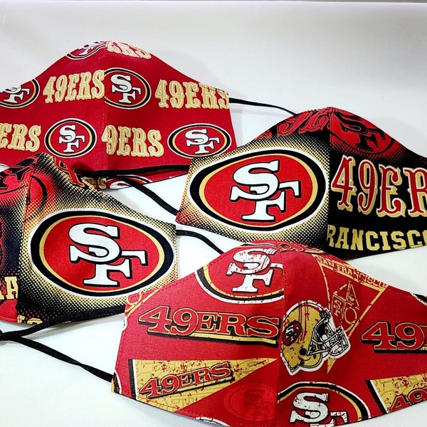 San Francisco 49ers face mask, cloth mask, covering face, made in USA mask, 3 layers mask