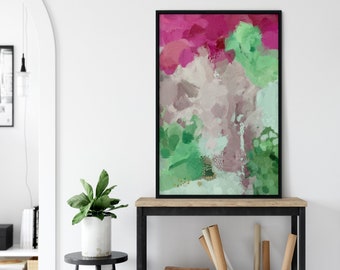 Colorful Abstract Contemporary Painting Modern Wall Art Green and Pink Wall Art, Green Abstract Painting, Large Wall Art, Abstract Art