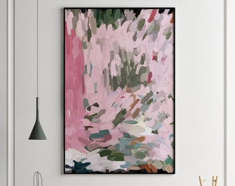 Stampa astratta moderna rosa grande parete arte multicolore pastello colorato Boho pittura