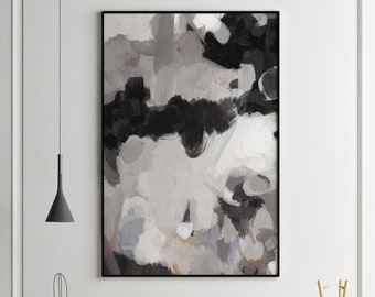 Large Abstract Art, Black and White Art, Grey Large Abstract Livingroom Art, Modern Art Print, Abstract Painting, Giclee Neutral Wall Art