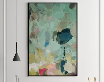 Green Abstract Painting, Mint Green Wall Art, Large Wall Art, Abstract Art, Abstract Painting, Farmhouse Decor, Green Abstract Print, Giclee