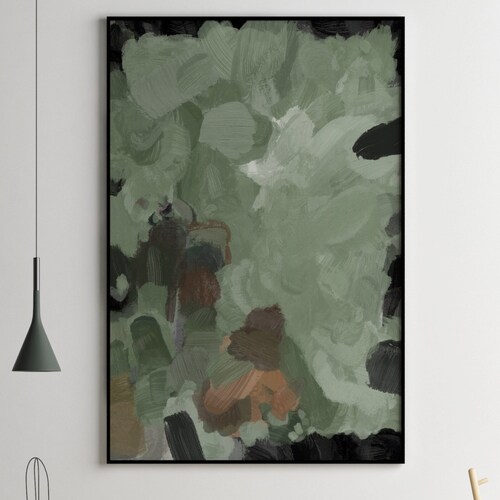 Black and Green Large Wall Art Forest Green Wall Art Olive Etsy