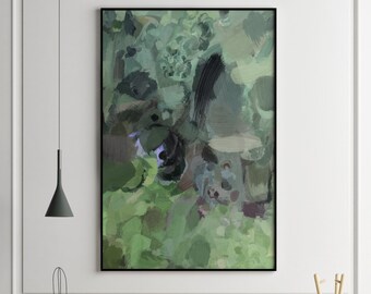 Abstract schilderij, groene abstracte kunst, hedendaagse muurkunst, kunst aan de grote muur, abstracte kunst, abstracte print, moderne muurkunst, abstracte print