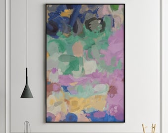 Green and Pink Abstract Art Print: Giclée Fine Art Paper