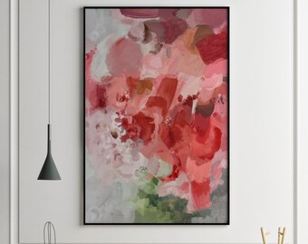 Red Green Abstract Giclee Print, Modern Wall Art
