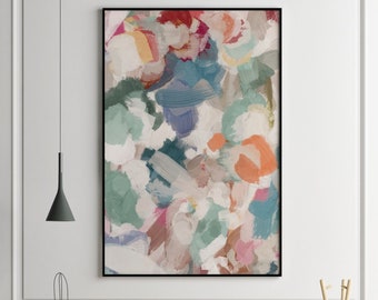 Boho Wall Art, Large Abstract Painting, Large Wall Art, Multicolor Art Colorful Art Pastel Abstract Art, Abstract Print, Modern Painting