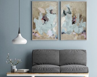 Abstract Art Set, Set of 2 Wall Art, Large Wall Art, Abstract Art Set, Abstract Painting, Modern Wall Art, Gallery Wall Art, Giclee Print
