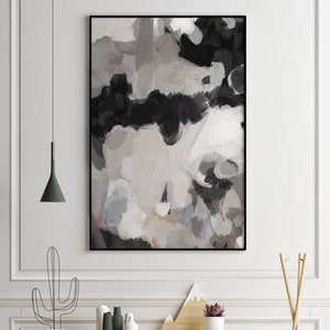Large Abstract Art, Black and White Art, Grey Large Abstract Livingroom Art, Modern Art Print, Abstract Painting, Giclee Neutral Wall Art
