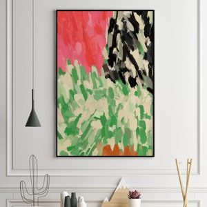 Arte de pared grande, divertido abstracto, pintura de arte moderno, impresión colorida multicolor audaz