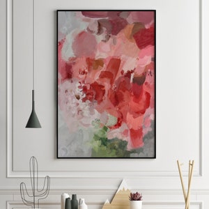 Large Red Green Abstract Painting, Large Wall Art, Abstract Art, Living Room Wall Art, Modern Wall Art, Colorful Abstract Print Giclee Print