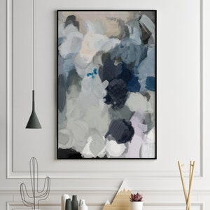 Large Wall Art Modern Navy Blue and Gray Abstract Art, Gray Wall Art, Gray Abstract Painting, Abstract Art, Abstract Painting