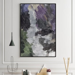 Purple Grey Green Wall Art, Large Wall Art, Abstract Art, Abstract Painting, Modern Wall Art, Giclee, Living Room Large Abstract Landscape