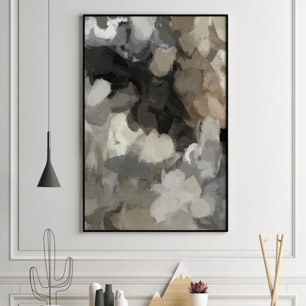 Neutral Wall Art, Large Wall Art, Beige and Black Abstract, Brown Beige Gray Abstract Art, Earthy Wall Art, Abstract Art, Abstract Painting