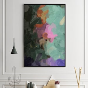 Large Wall Art, Abstract Green Brush Stroke Art Mint Wall Art, Abstract Art, Abstract Painting, Dark Green Wall Art, 24x36 Art, Giclee Print