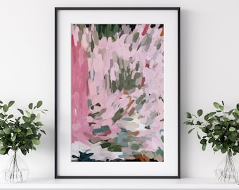 Grande arte murale rosa multicolore dipinto colorato pastello boho stampa buone vibrazioni