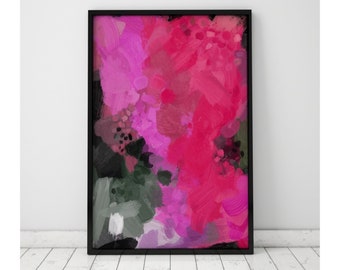 Pink & Red Abstract Art Print: Modern Giclee Wall Art