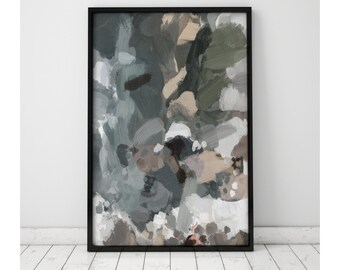 Neutraler abstrakter Giclée-Druck, beigegraue Wandkunst
