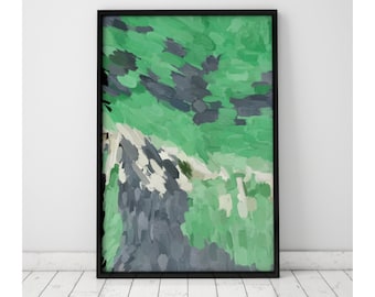 Large Wall Art, Abstract Art, Green Gray Painting, 18x24 Abstract Painting 24 x 36 Wall Art, Gallery Wall Art, Spring Colors Living Room Art