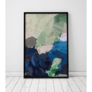 Green and Blue Wall Art, Navy Blue Abstract Art, Indigo Wall Art Brush Stroke Painting Blue Abstract Print Large Wall Art, Abstract Painting