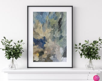 Blue and Green Abstract Art Print: Modern Giclée Wall Decor