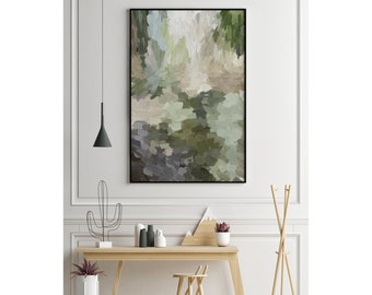 Art Print, Green and Beige Wall Art, Forest Green Wall Art Olive Green Print, Abstract Painting, Farmhouse Wall Decor, Gray Sage Green Print