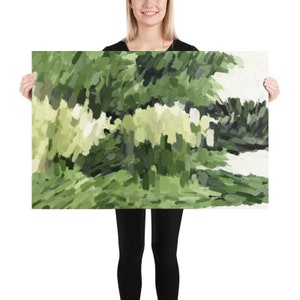 Grote muur kunst abstract schilderij boslandschap print groene Boho kunst woonkamer decor horizontale kunst modern