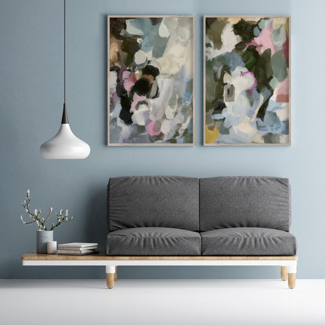 Abstract Art Set of 2 Wall Art, Large Wall Art, Abstract Painting ...